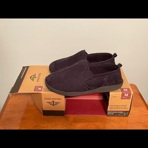 Dockers Men’s Micro Suede Slip-On Slippers - Size Medium 8/9 Black Memory Foam